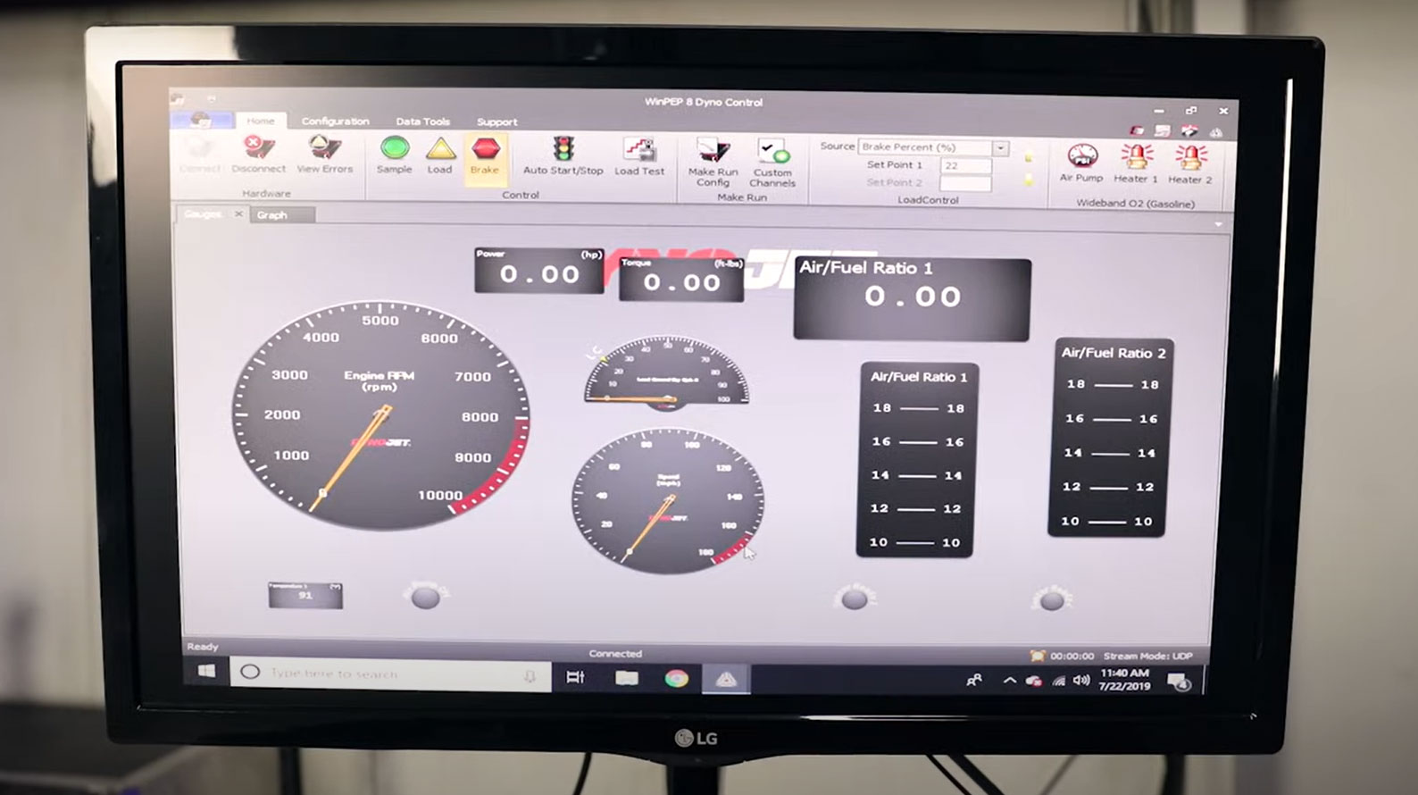 Schermata del software di analisi di un banco prova potenza auto Schermata del software di analisi di un banco prova potenza auto